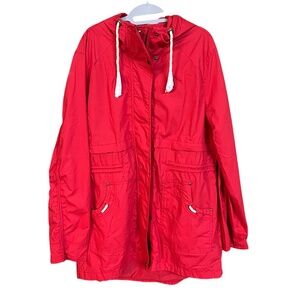 DreiMaster Vintage & Maritim Red Cotton Lightweight Hooded Parka Jacket Sz US 12